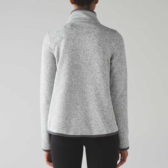 Lululemon Its Fleecing Cold Zip Up - 2 Heathered White / Dark Carbon - Picture 2 of 8